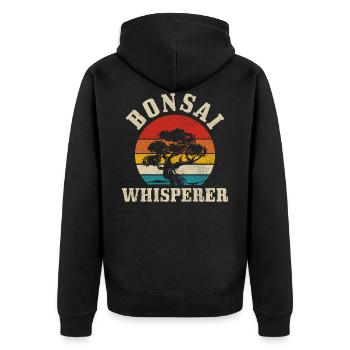 Bonsai - Unisex Premium Bio Zip Hoodie - Schwarz - Hinten - Nico (187cm)