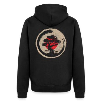Bonsai - Unisex Premium Bio Zip Hoodie - Schwarz - Hinten - Nico (187cm)