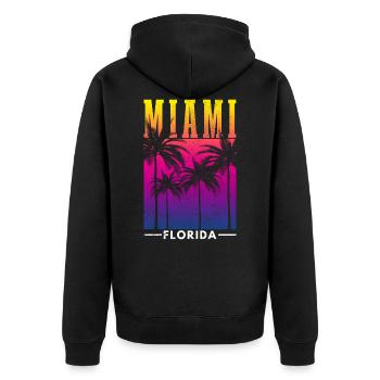 Miami Beach en Floride - Veste à capuche bio Premium Unisexe - noir - Dos - Nico (187cm)