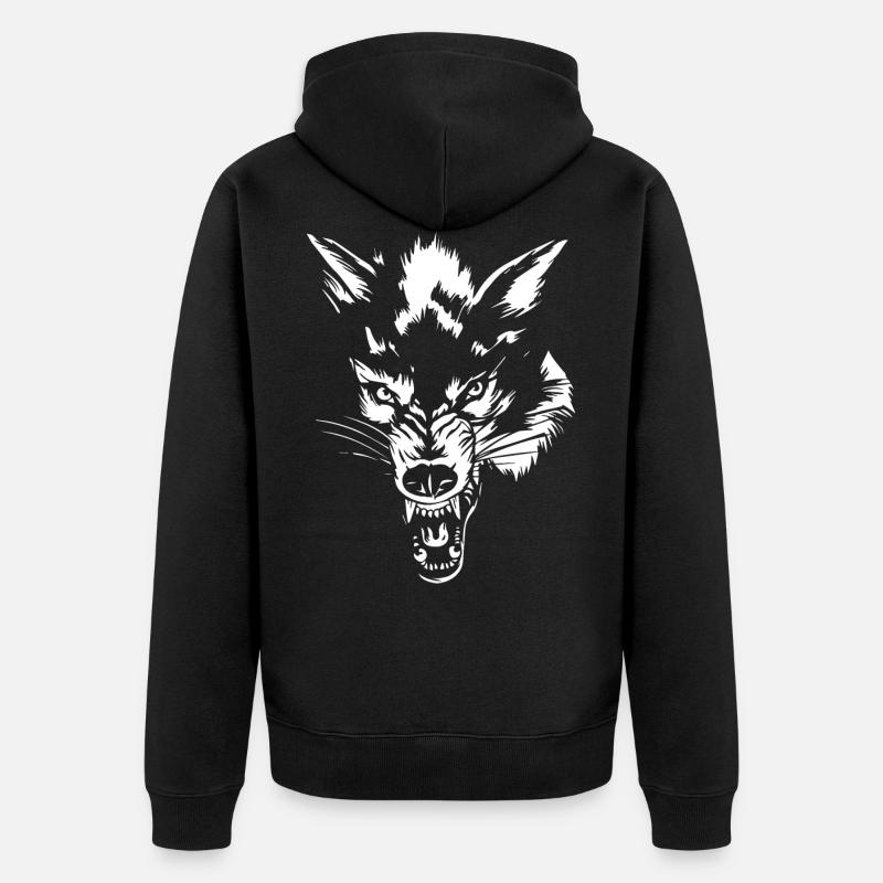 Wolf - Unisex Premium Bio Zip Hoodie - Schwarz