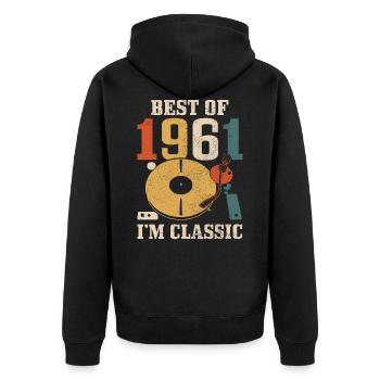 Best Of 1961 60. Geburtstag Vintage DJ Geschenk - Unisex Premium Bio Zip Hoodie - Schwarz - Hinten - Nico (187cm)