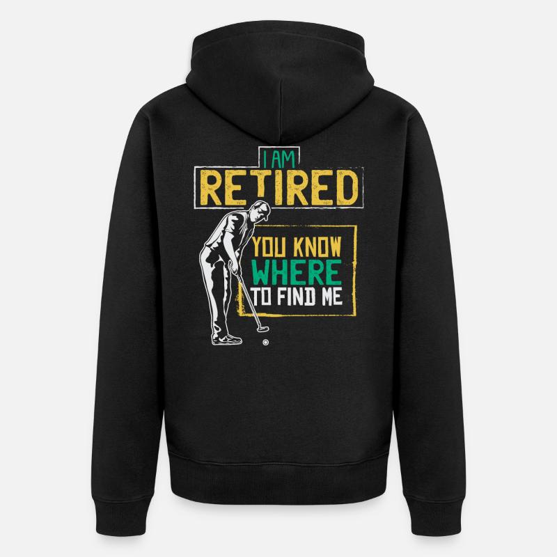 Golfer Golf in der Rente - Unisex Premium Bio Zip Hoodie - Schwarz
