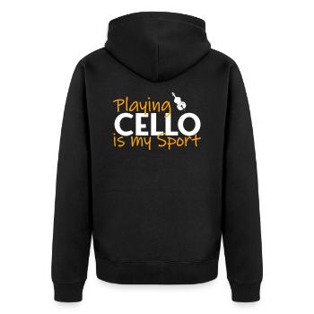 playing cello is my sport - Unisex Premium Bio Zip Hoodie - Schwarz - Hinten - Nico (187cm)