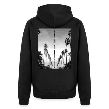 San Diego Californie - Veste à capuche bio Premium Unisexe - noir - Dos - Nico (187cm)