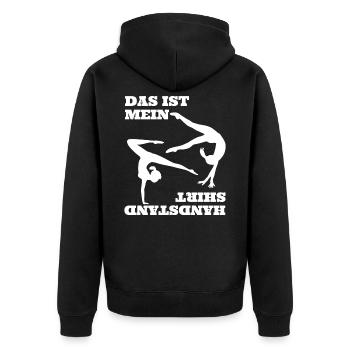 Gymnastik Bodenturnen Handstand Sportlehrer Turner - Unisex Premium Bio Zip Hoodie - Schwarz - Hinten - Nico (187cm)