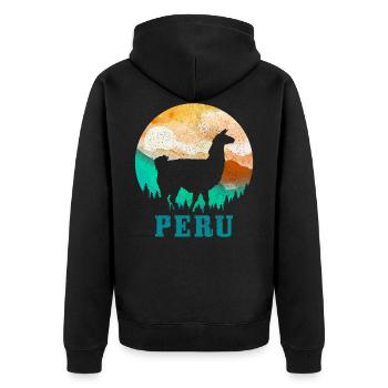 Pérou Llama Alpaca - Veste à capuche bio Premium Unisexe - noir - Dos - Nico (187cm)