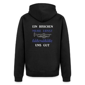 Lustige Freche Sprüche - Unisex Premium Bio Zip Hoodie - Schwarz - Hinten - Nico (187cm)