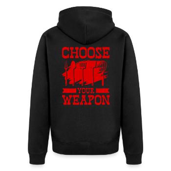 Cooking Weapon Funny Cutlery - Unisex Premium Organic Zip Hoodie - black - Back - Nico (187cm)