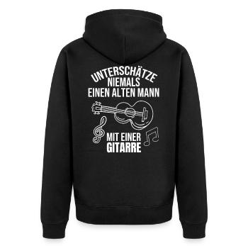 Gitarre Musik alter Gitarrist Musiker Music Spruch - Unisex Premium Bio Zip Hoodie - Schwarz - Hinten - Nico (187cm)