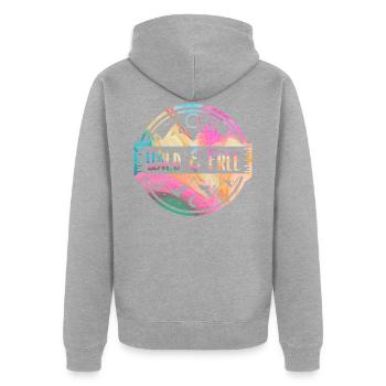 Wild and Free - Unisex Premium Organic Zip Hoodie - heather grey - Back - Nico (187cm)