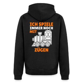 Modelleisenbahn Eisenbahn Spruch Geschenk Rentner - Unisex Premium Bio Zip Hoodie - Schwarz - Hinten - Nico (187cm)