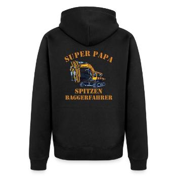 Papa Baggerfahrer für Vatertag - Unisex Premium Bio Zip Hoodie - Schwarz - Hinten - Nico (187cm)