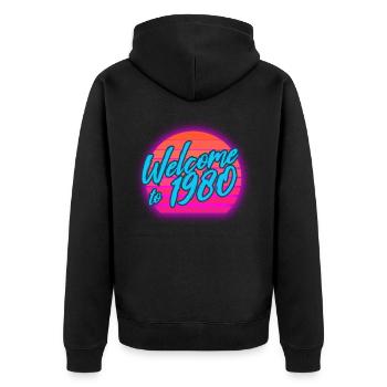80s Vintage 80s Outfir 80s Retro 80s - Unisex Premium Organic Zip Hoodie - black - Back - Nico (187cm)