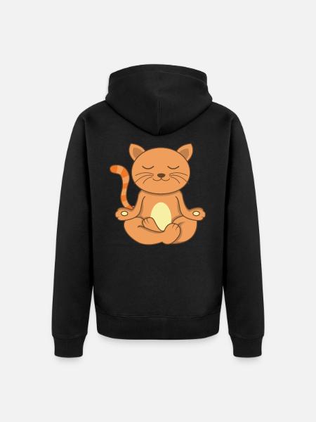 Namaste Meditating Cat Yoga Cat - Unisex Premium Organic Zip Hoodie - black