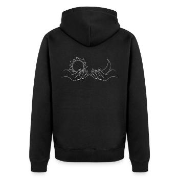 Soleil et lune Yoga Rétro Yoga Fan Professeur de yoga - Veste à capuche bio Premium Unisexe - noir - Dos - Nico (187cm)