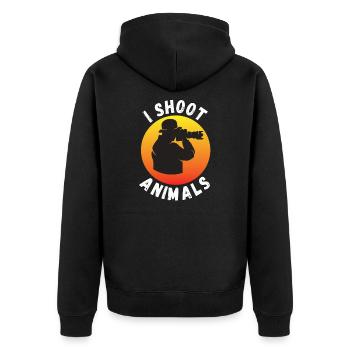 Fotograf Kamera Tier Fotografie - Unisex Premium Bio Zip Hoodie - Schwarz - Hinten - Nico (187cm)