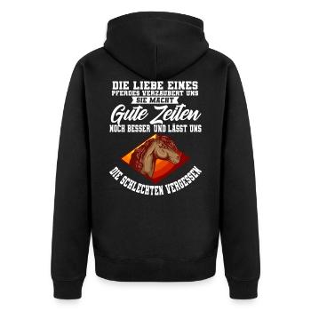 Pferde Spruch Pferdeliebhaber Pferdesprüche - Unisex Premium Bio Zip Hoodie - Schwarz - Hinten - Nico (187cm)