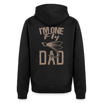 Fliegenfischen Papa Angel Spruch Angler Papa - Unisex Premium Bio Zip Hoodie - Schwarz - Hinten - Nico (187cm)
