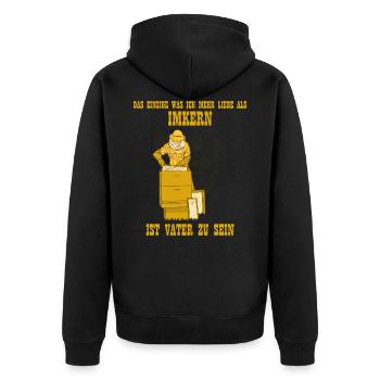 Imker Dad Spruch Papa Honigwabe Biene Honig Vater - Unisex Premium Bio Zip Hoodie - Schwarz - Hinten - Nico (187cm)