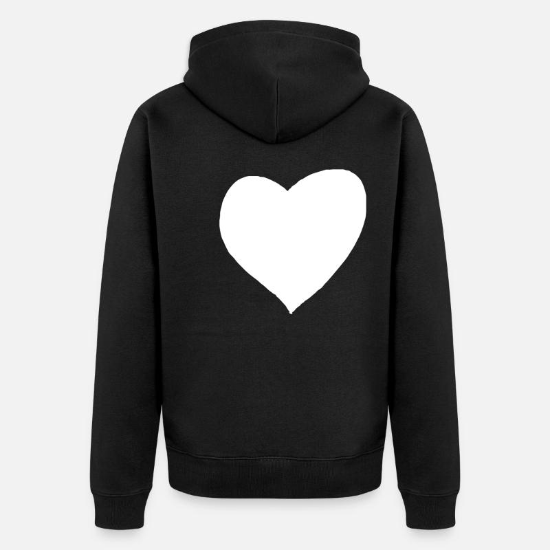 Weißes Herz Geschenkidee - Unisex Premium Bio Zip Hoodie - Schwarz