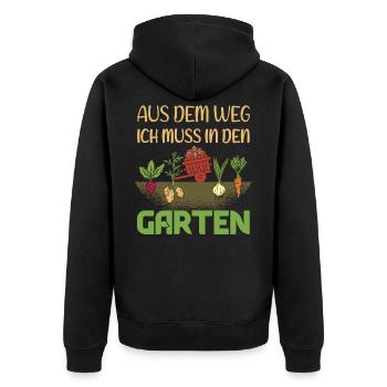 Garten Sprüche - Lustiges Hobbygärtner Geschenk - Unisex Premium Bio Zip Hoodie - Schwarz - Hinten - Nico (187cm)