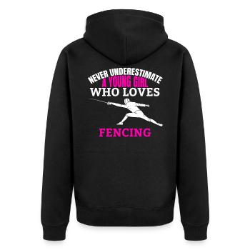 Fechten Spruch Frau Mädchen Fechterin Kampfsport - Unisex Premium Bio Zip Hoodie - Schwarz - Hinten - Nico (187cm)