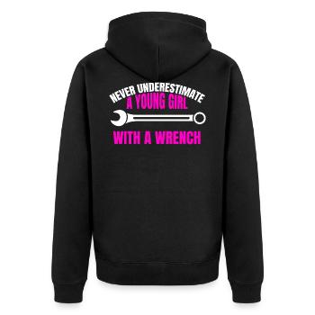Tool Girls Craft Ladies Artisan Woman - Unisex Premium Organic Zip Hoodie - black - Back - Nico (187cm)