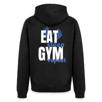 Sport Sportler Bodybuilder Fitnesstudio - Unisex Premium Bio Zip Hoodie - Schwarz - Hinten - Nico (187cm)