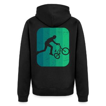 BMX BAR SPIN BMX Fahrer BMX Bike BMX Fahrrad - Unisex Premium Bio Zip Hoodie - Schwarz - Hinten - Nico (187cm)