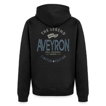 MADE IN aveyron cadeau anniveraire aveyronnais - Veste à capuche bio Premium Unisexe - noir - Dos - Nico (187cm)