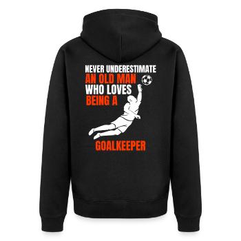 Torwart Mann Fußball Torhüter Spruch Vater Tormann - Unisex Premium Bio Zip Hoodie - Schwarz - Hinten - Nico (187cm)