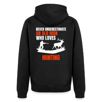 Hunting man saying grandpa hunter hunting father daughter dad - Unisex Premium Organic Zip Hoodie - black - Back - Nico (187cm)