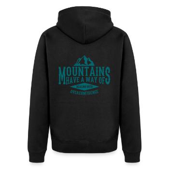 BERGE SPRUCH Hiking Outdoor Wandern Lustig - Unisex Premium Bio Zip Hoodie - Schwarz - Hinten - Nico (187cm)