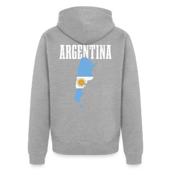 Argentinien Argentina - Unisex Premium Bio Zip Hoodie - Grau meliert - Hinten - Nico (187cm)
