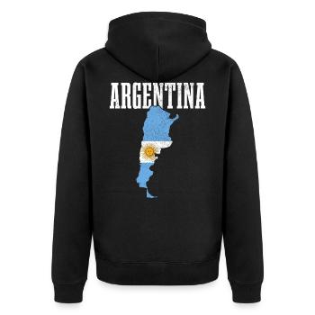 Argentinien Argentina - Unisex Premium Bio Zip Hoodie - Schwarz - Hinten - Nico (187cm)