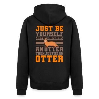 SEI EIN OTTER Otter Merch Süßer Otter Kinder - Unisex Premium Bio Zip Hoodie - Schwarz - Hinten - Nico (187cm)