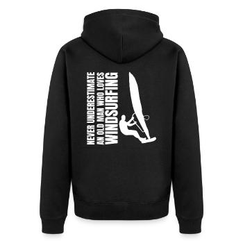 Windsurfing Vater Mann Windsurfer Papa Kitesurfer - Unisex Premium Bio Zip Hoodie - Schwarz - Hinten - Nico (187cm)