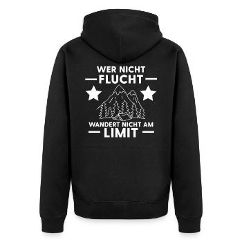 Bergsteiger Wanderer Wandern Berge Klettern Hütte - Unisex Premium Bio Zip Hoodie - Schwarz - Hinten - Nico (187cm)