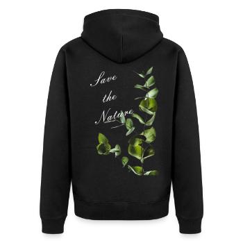 natur - Unisex Premium Bio Zip Hoodie - Schwarz - Hinten - Nico (187cm)