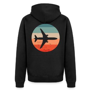 Avion pilote rétro rétro - Veste à capuche bio Premium Unisexe - noir - Dos - Nico (187cm)