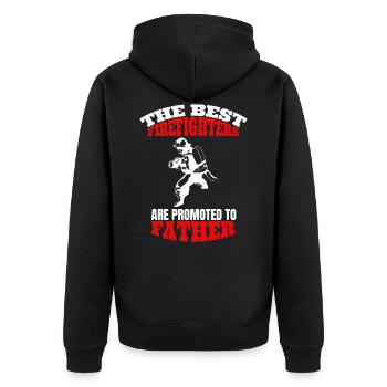 Pompiers papa papa fête des pères Pompier père - Veste à capuche bio Premium Unisexe - noir - Dos - Nico (187cm)