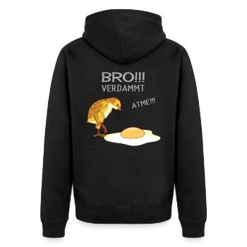 Huhn Hühner Küken - Lustige Sprüche Vegetarier - Unisex Premium Bio Zip Hoodie - Schwarz - Hinten - Nico (187cm)