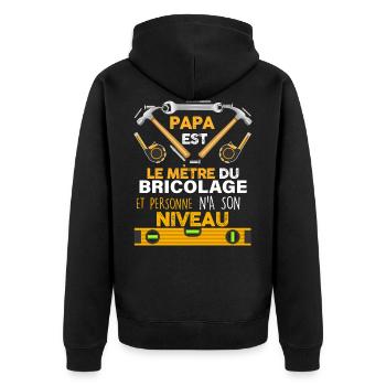 Papa super bricoleur. Idée cadeau meilleur papa - Veste à capuche bio Premium Unisexe - noir - Dos - Nico (187cm)