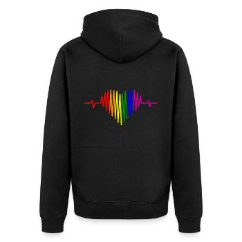 LGBT Herzschlag Regenbogen LGBT Pride Gay Pride - Unisex Premium Bio Zip Hoodie - Schwarz - Hinten - Nico (187cm)
