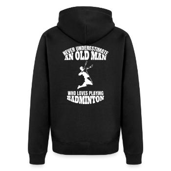 Badminton Federball Federballliebhaber Geschenk - Unisex Premium Bio Zip Hoodie - Schwarz - Hinten - Nico (187cm)