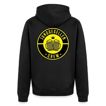 junggesellen crew bier - Unisex Premium Bio Zip Hoodie - Schwarz - Hinten - Nico (187cm)