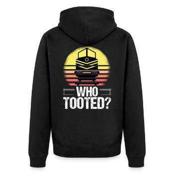 Funny Train Railway Locomotive Steam Model - Unisex Premium Organic Zip Hoodie - black - Back - Nico (187cm)