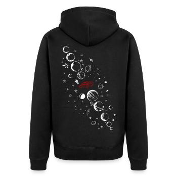 TESLA ROADSTER IM ALL - Unisex Premium Bio Zip Hoodie - Schwarz - Hinten - Nico (187cm)