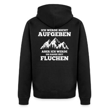 Wandern trekking Bergsteiger Klettern Berg Gipfel - Unisex Premium Bio Zip Hoodie - Schwarz - Hinten - Nico (187cm)