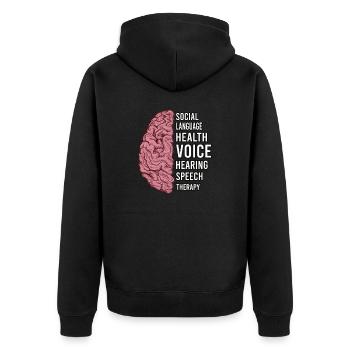 Logopäde Speech für SLP Sprachtherapeut - Unisex Premium Bio Zip Hoodie - Schwarz - Hinten - Nico (187cm)